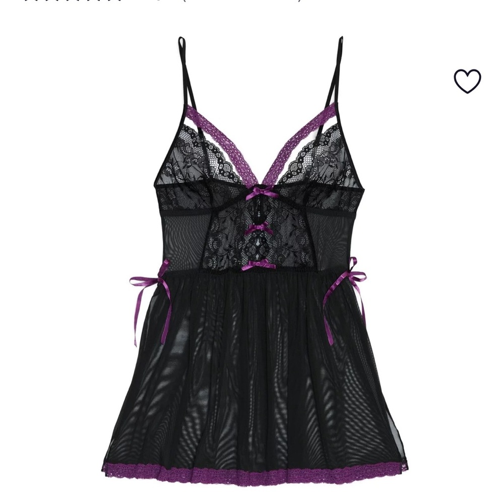 Never worn. Adore Me Monalisa Unlined Babydol Lingerie Black and Purple, size XS